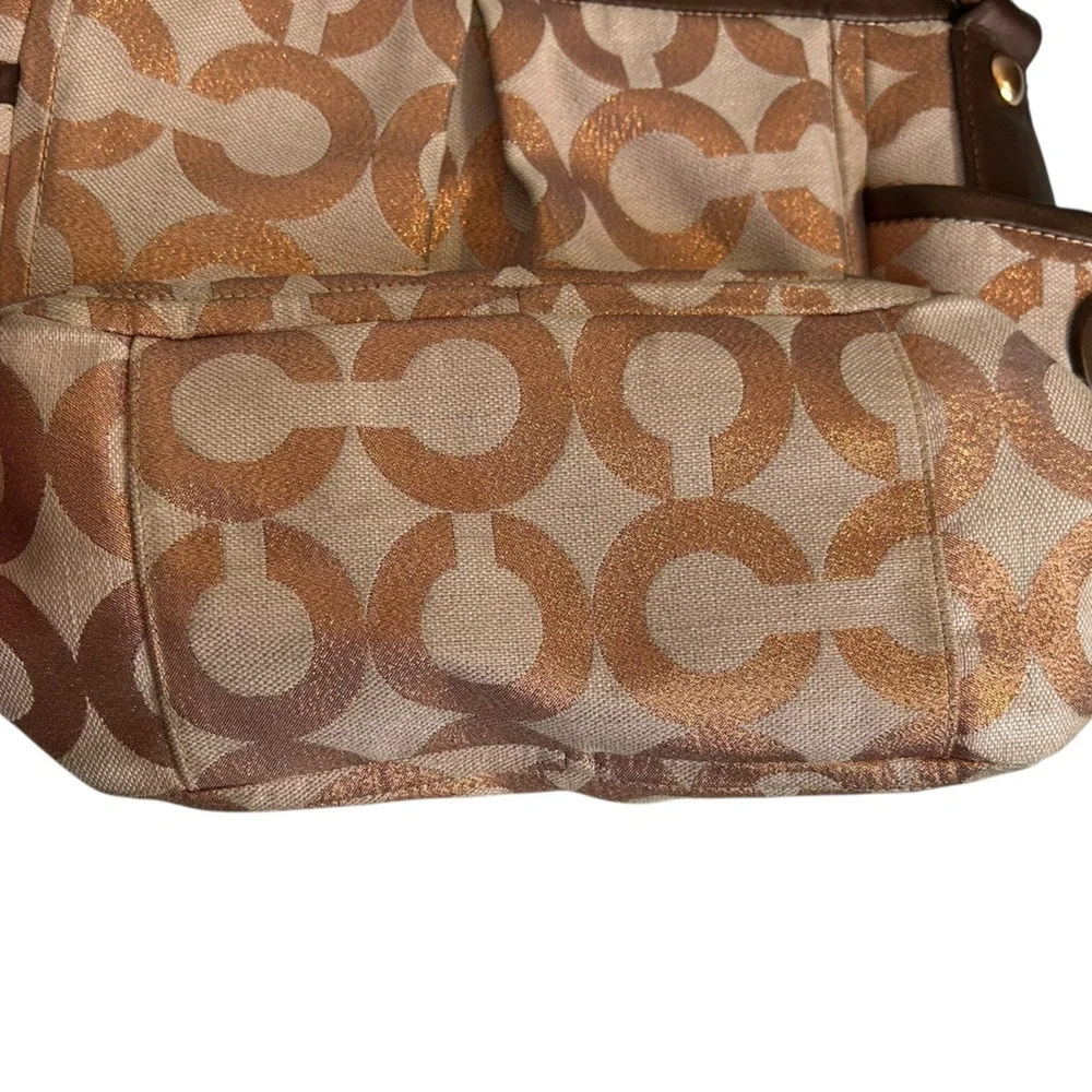 Coach Parker Rose Gold Op Art Signature Logo Hobo Shoulder Bag Y2K Purse 13508 - Picture 7 of 15